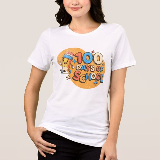 Happy 100 Days of School Celebration Retro Tri-Blend Shirt (Vorderseite)