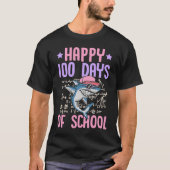Happy 100 Days Of School Cool Shark  Math Teacher  T-Shirt (Vorderseite)