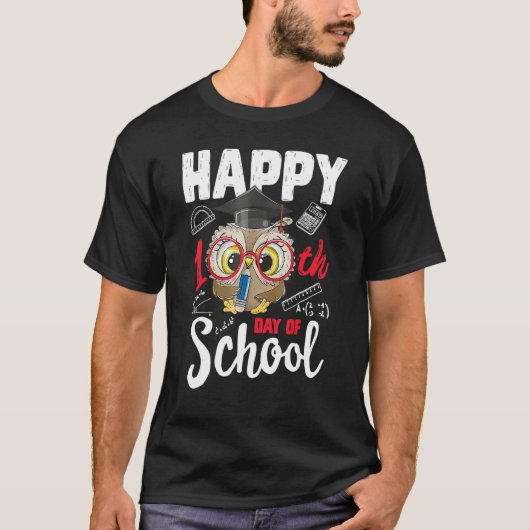 Happy 100 Days Of School Cute Owl Teacher Student  T-Shirt (Vorderseite)