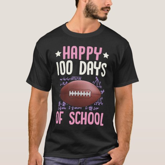 Happy 100 Days Of School Football Coach Math Teach T-Shirt (Vorderseite)