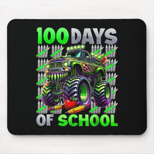 Happy 100 Days Of School Funny Monster Truck Stude Mousepad (Vorne)