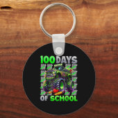 Happy 100 Days Of School Funny Monster Truck Stude Schlüsselanhänger (Vorderseite)