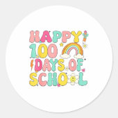 Happy 100 Days Of School Girls Rainbow 100th Day O Runder Aufkleber (Vorderseite)
