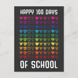 Happy 100 Days of School Hundert Herzen Postkarte