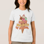 Happy 100 Days of School Ice Cream Groovy Retro Tri-Blend Shirt (Vorderseite)