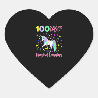 Happy 100 Days of School Magical Learning Unicorn Herz-Aufkleber