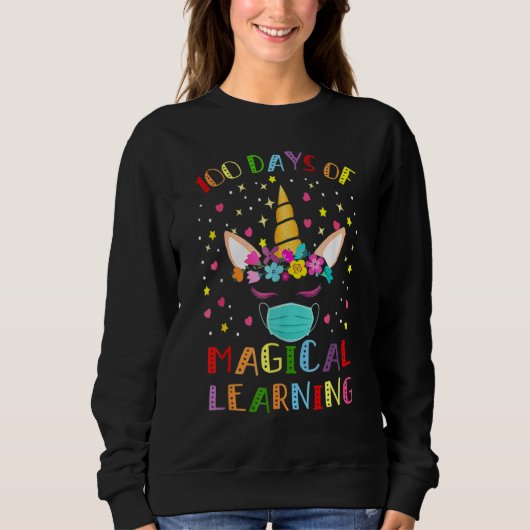 Happy 100 Days of School Magical Learning Unicorn Sweatshirt (Vorderseite)