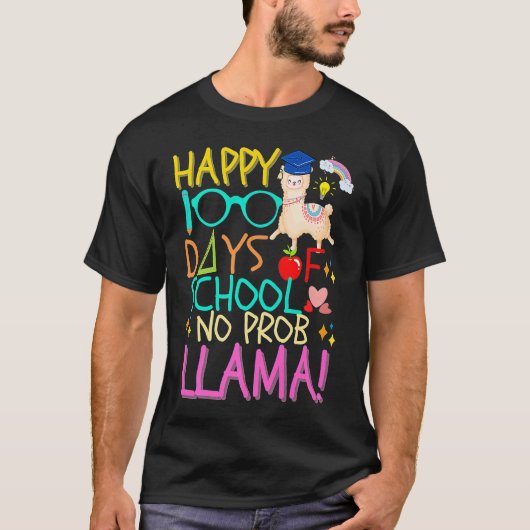 Happy 100 Days of School No Prob Llama Kids & Teac T-Shirt (Vorderseite)