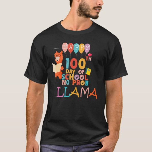 Happy 100 Days Of School No Prob LLAMA Teacher Kid T-Shirt (Vorderseite)