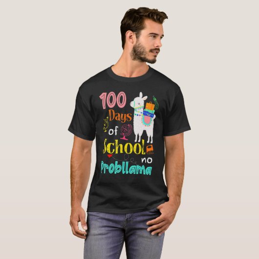 Happy 100 Days Of School No Problama School Llama T-Shirt (Vorne ganz)