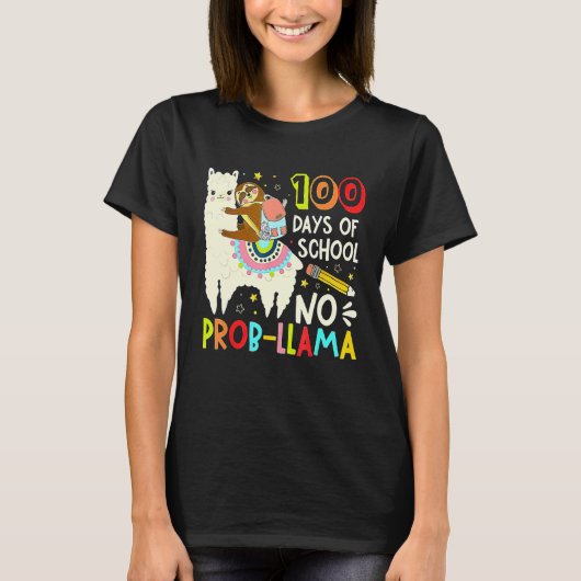 Happy 100 Days Of School No Probllama Llama 100th  T-Shirt (Vorderseite)