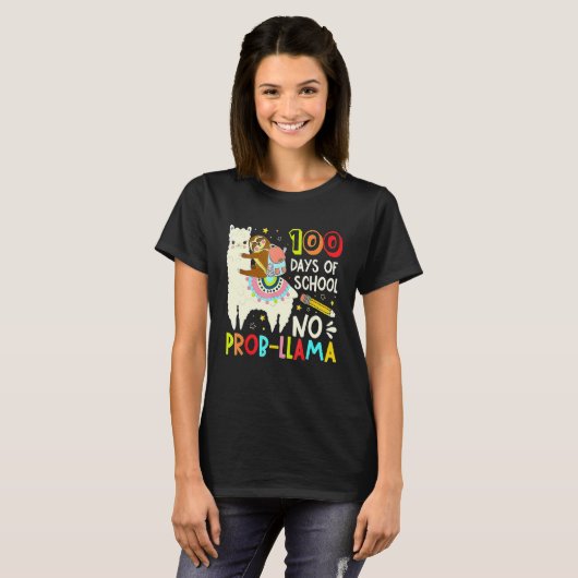 Happy 100 Days Of School No Probllama Llama 100th  T-Shirt (Vorne ganz)