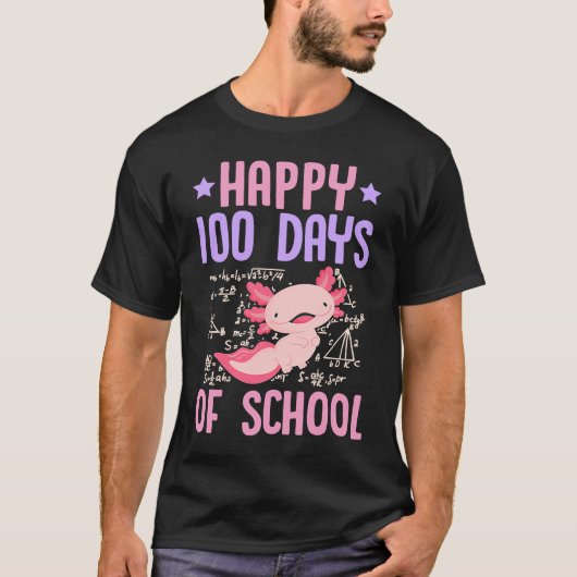 Happy 100 Days Of School Pet Axolotl  Math Teacher T-Shirt (Vorderseite)