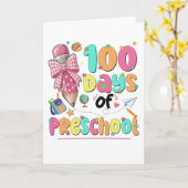 Happy 100 Days of School Pink Bow Karte (Gelbe Blume)