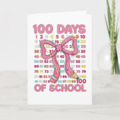 Happy 100 Days of School Pink Bow Karte (Vorderseite)