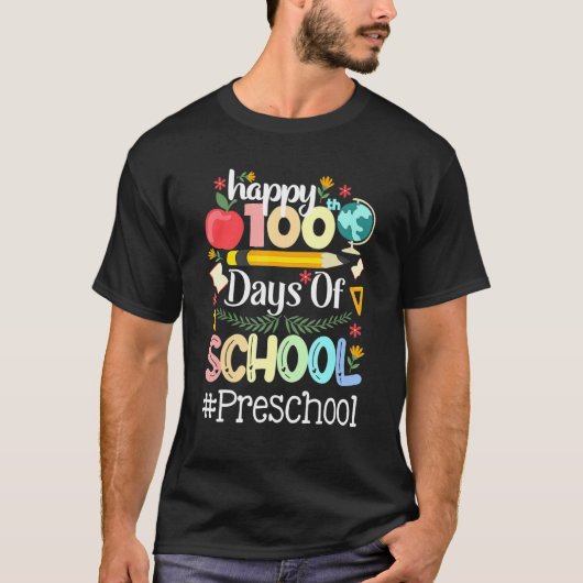 Happy 100 Days Of School PRESCHOOL 100th Day Pop i T-Shirt (Vorderseite)