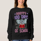 Happy 100 Days Of School Reading Elephant Math Tea Sweatshirt (Vorderseite)