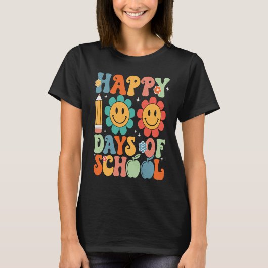 Happy 100 Days of School Retro T-Shirt (Vorderseite)