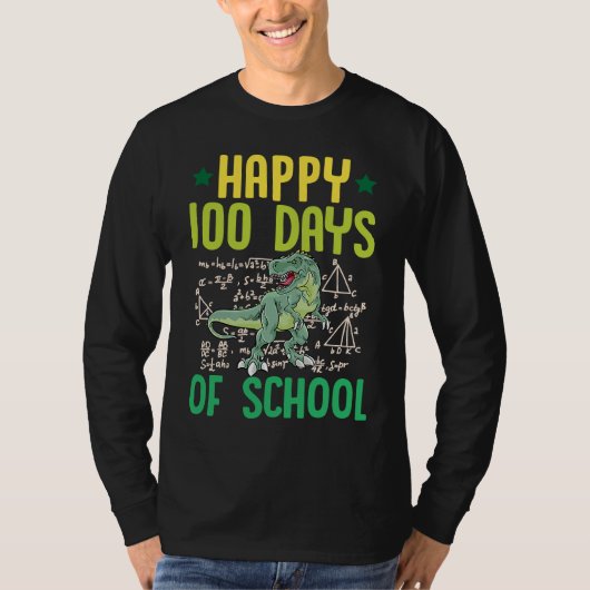 Happy 100 Days Of School Rex Dinosaur Math Teacher T-Shirt (Vorderseite)