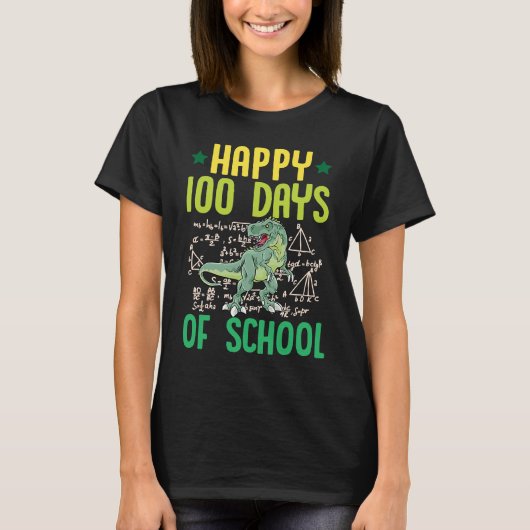 Happy 100 Days Of School Rex Dinosaur Math Teacher T-Shirt (Vorderseite)