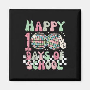 Happy 100 Days Schule Disco Retro 100 Tage Frauen Magnet