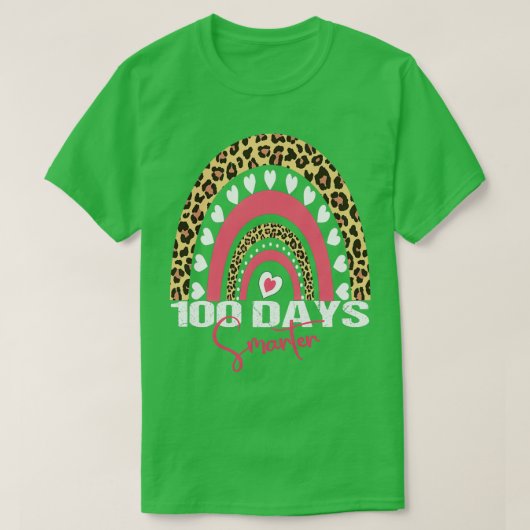 Happy 100 Days Smarter Rainbow Leopard T-Shirt (Design vorne)