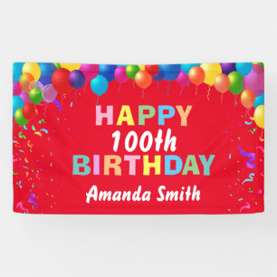 Happy 100. Geburtstag Bunte Balloons Rot Banner