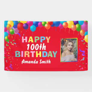 Happy 100. Geburtstag Bunte Balloons Rot Banner