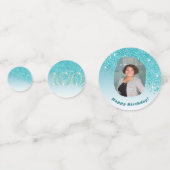 Happy 100. Geburtstag Chic Aquamarin Blue Glitzer Konfetti (Vorderseiten)