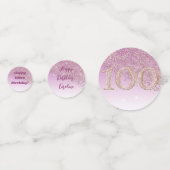 Happy 100. Geburtstag Chic Rose Gold Glitzer Konfetti (Rückseiten)
