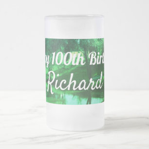 Happy 100. Geburtstag Ländliche Szene Mattglas Bierglas