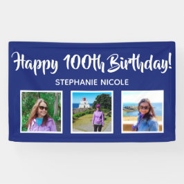 Happy 100. Geburtstag Navy Blue Personalisierte Fo Banner