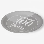 Happy 100. Geburtstag Papierplatte Pappteller (Schrägansicht)