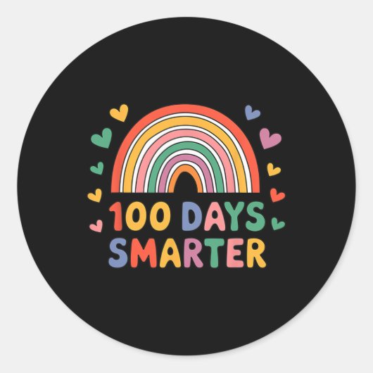 Happy 100 Smarter 100 Days Rainbow Teacher Stude Runder Aufkleber (Vorderseite)
