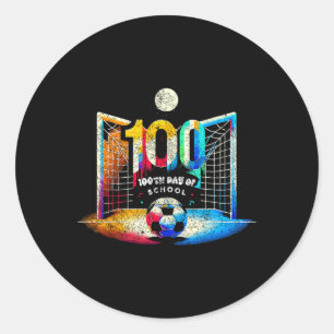 Happy 100 Tage der Schule Fußball Vintages Thema S Runder Aufkleber