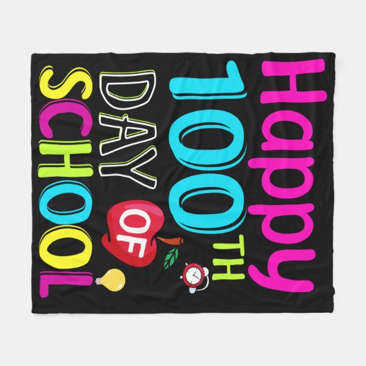 Happy-100-th-day-School Fleecedecke (Vorderseite (Horizontal))