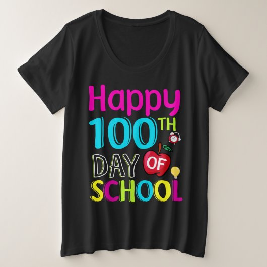Happy-100-th-day-School Große Größe T-Shirt (Design vorne)