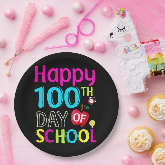 Happy-100-th-day-School Pappteller (Party)