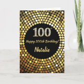 Happy 100th Birthday Black and Gold Glitter Card Karte (Vorderseite)