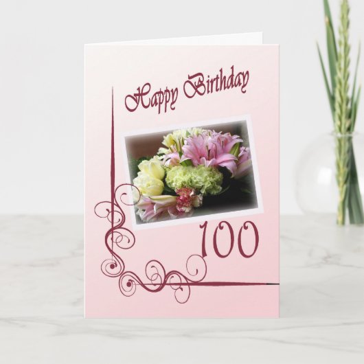 Happy 100th Birthday Card - Flower Bouquet Karte (Vorderseite)