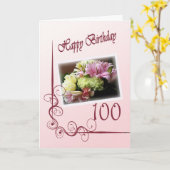 Happy 100th Birthday Card - Flower Bouquet Karte (Gelbe Blume)
