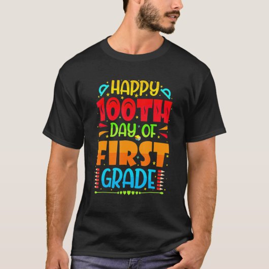 Happy 100th Day Of 1st Grade 100 School Days Teach T-Shirt (Vorderseite)