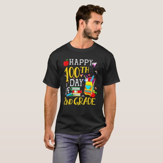 Happy 100th Day Of 2nd Grade Second Grade Teacher T-Shirt (Vorne ganz)