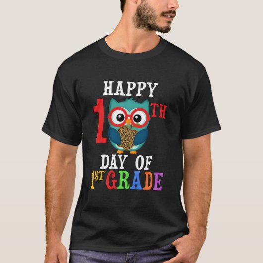 Happy 100Th Day Of First Grade Owl Teacher And Stu T-Shirt (Vorderseite)