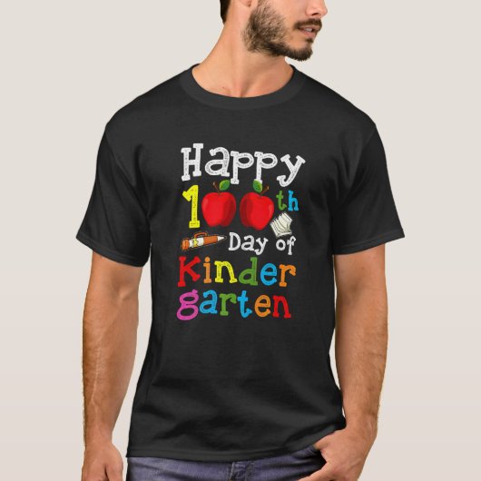 Happy 100th Day of Kindergarten  100 Days of Schoo T-Shirt (Vorderseite)
