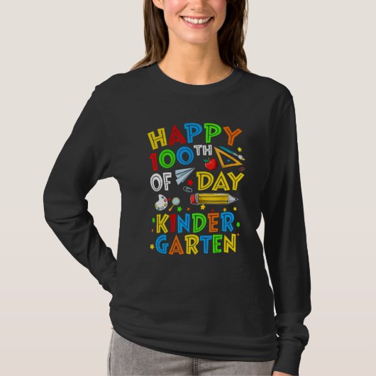 Happy 100th Day Of Kindergarten 100 Days Of School T-Shirt (Vorderseite)