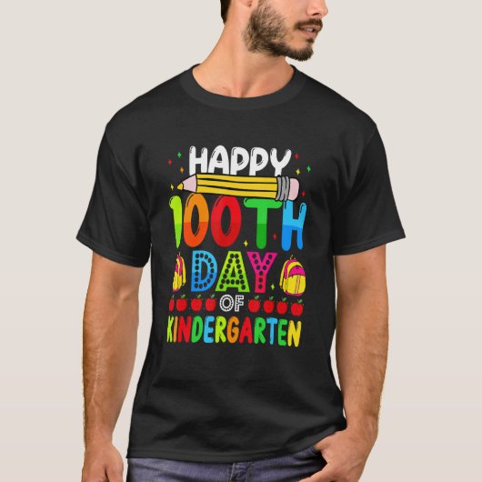 Happy 100th Day Of Kindergarten 100 Days Of School T-Shirt (Vorderseite)
