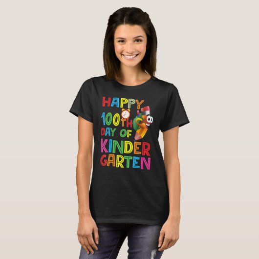Happy 100th Day of Kindergarten Teachers or Studen T-Shirt (Vorne ganz)