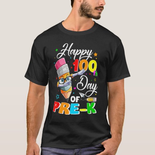 Happy 100th Day of Pre K Teacher or Student Pencil T-Shirt (Vorderseite)