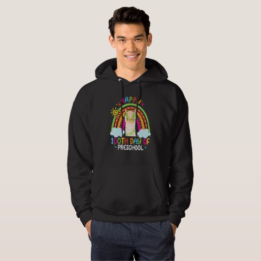 Happy 100th Day Of Preschool Llama Lover Rainbow 1 Hoodie (Vorne ganz)